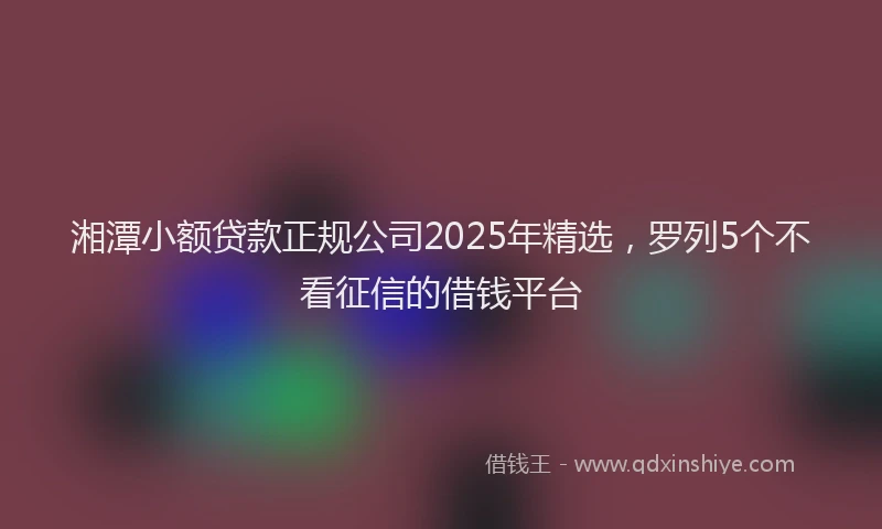 湘潭小额贷款正规公司2025年精选，罗列5个不看征信的借钱平台