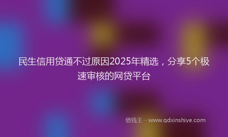 民生信用贷通不过原因2025年精选，分享5个极速审核的网贷平台