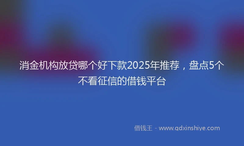 消金机构放贷哪个好下款2025年推荐，盘点5个不看征信的借钱平台
