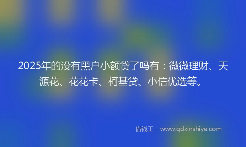 2025年的没有黑户小额贷了吗有：微微理财、天源花、花花卡、柯基贷、小信优选等。