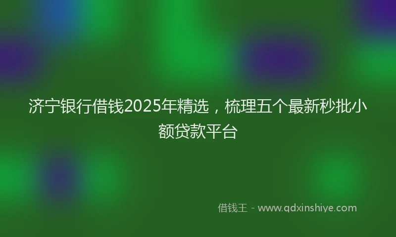 济宁银行借钱2025年精选，梳理五个最新秒批小额贷款平台