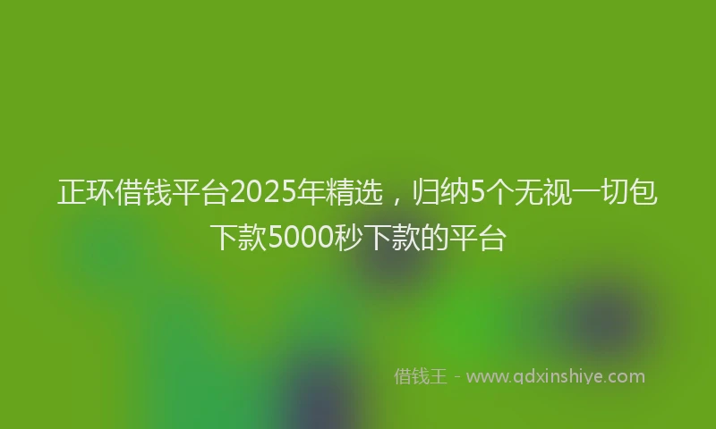 正环借钱平台2025年精选，归纳5个无视一切包下款5000秒下款的平台