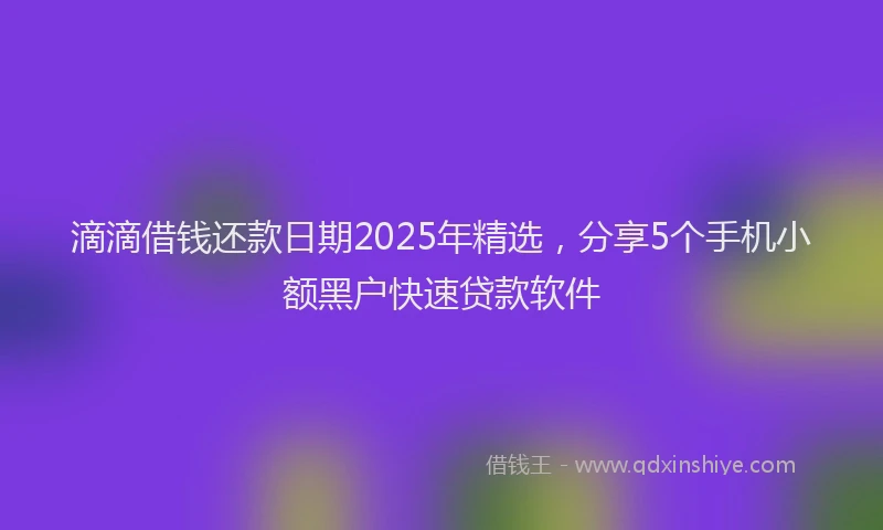 滴滴借钱还款日期2025年精选，分享5个手机小额黑户快速贷款软件