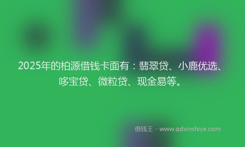 2025年的柏源借钱卡面有：翡翠贷、小鹿优选、哆宝贷、微粒贷、现金易等。