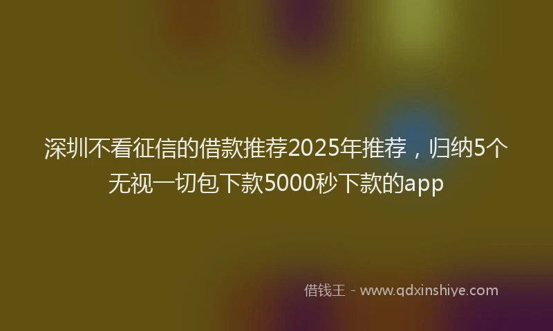 深圳不看征信的借款推荐2025年推荐，归纳5个无视一切包下款5000秒下款的app