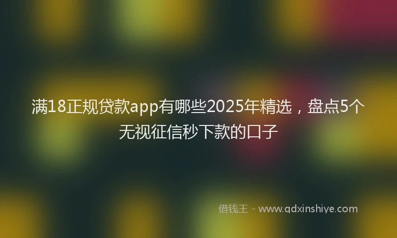 满18正规贷款app有哪些2025年精选，盘点5个无视征信秒下款的口子