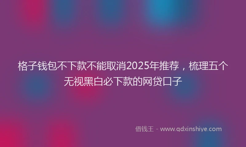 格子钱包不下款不能取消2025年推荐，梳理五个无视黑白必下款的网贷口子