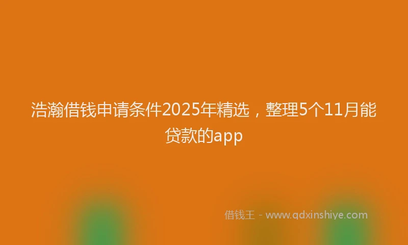 浩瀚借钱申请条件2025年精选，整理5个11月能贷款的app