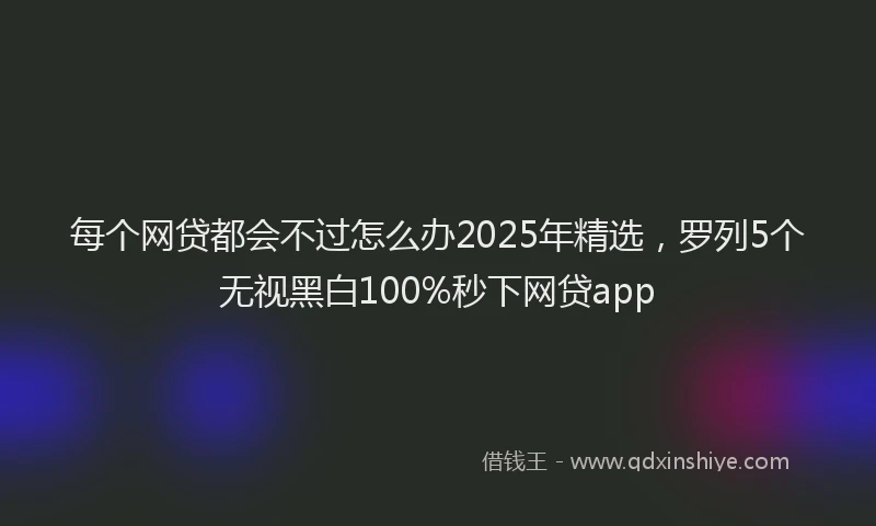 每个网贷都会不过怎么办2025年精选，罗列5个无视黑白100%秒下网贷app