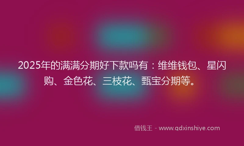 2025年的满满分期好下款吗有：维维钱包、星闪购、金色花、三枝花、甄宝分期等。