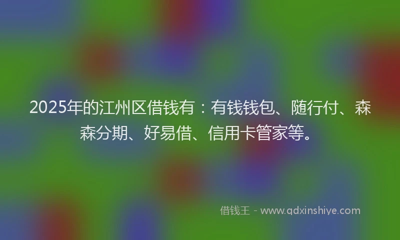2025年的江州区借钱有：有钱钱包、随行付、森森分期、好易借、信用卡管家等。