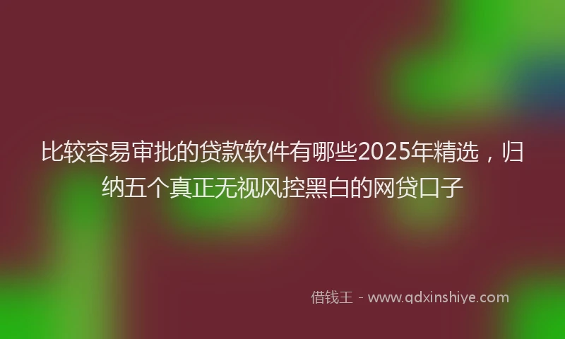比较容易审批的贷款软件有哪些2025年精选，归纳五个真正无视风控黑白的网贷口子