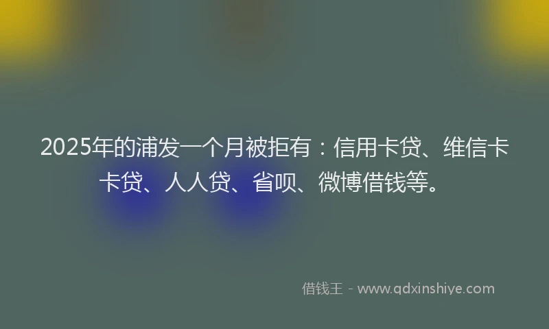 2025年的浦发一个月被拒有：信用卡贷、维信卡卡贷、人人贷、省呗、微博借钱等。