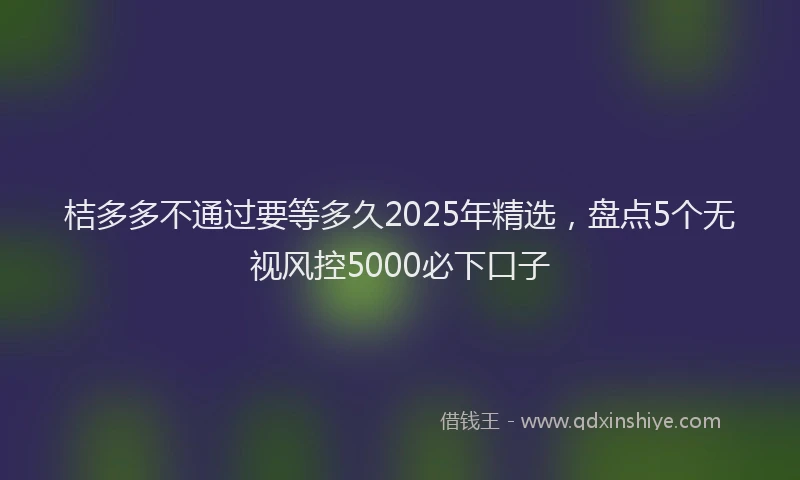 桔多多不通过要等多久2025年精选，盘点5个无视风控5000必下口子