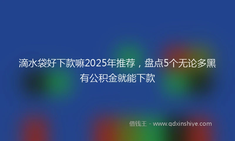 滴水袋好下款嘛2025年推荐，盘点5个无论多黑有公积金就能下款