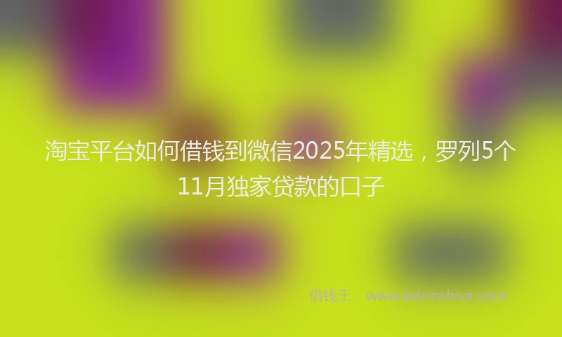 淘宝平台如何借钱到微信2025年精选，罗列5个11月独家贷款的口子