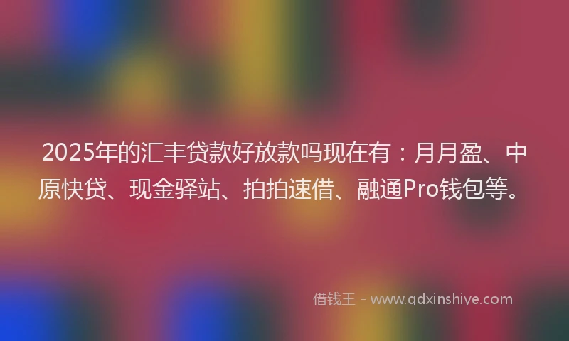 2025年的汇丰贷款好放款吗现在有：月月盈、中原快贷、现金驿站、拍拍速借、融通Pro钱包等。