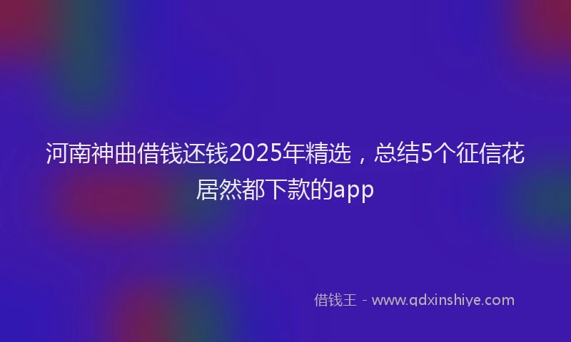 河南神曲借钱还钱2025年精选，总结5个征信花居然都下款的app