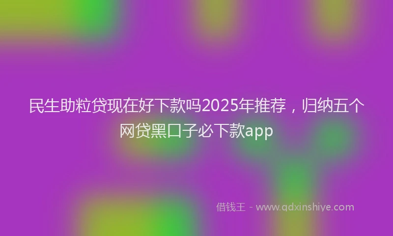 民生助粒贷现在好下款吗2025年推荐，归纳五个网贷黑口子必下款app