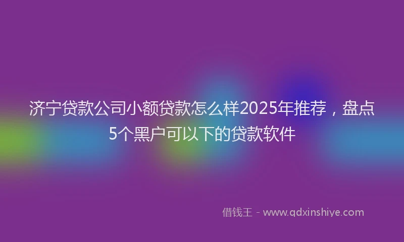 济宁贷款公司小额贷款怎么样2025年推荐，盘点5个黑户可以下的贷款软件