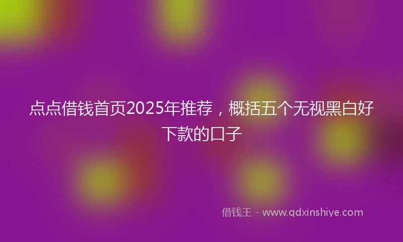 点点借钱首页2025年推荐，概括五个无视黑白好下款的口子