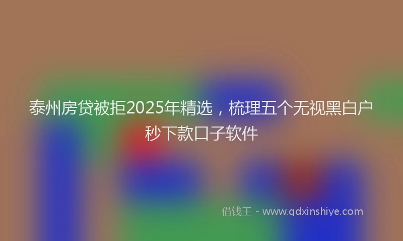 泰州房贷被拒2025年精选，梳理五个无视黑白户秒下款口子软件