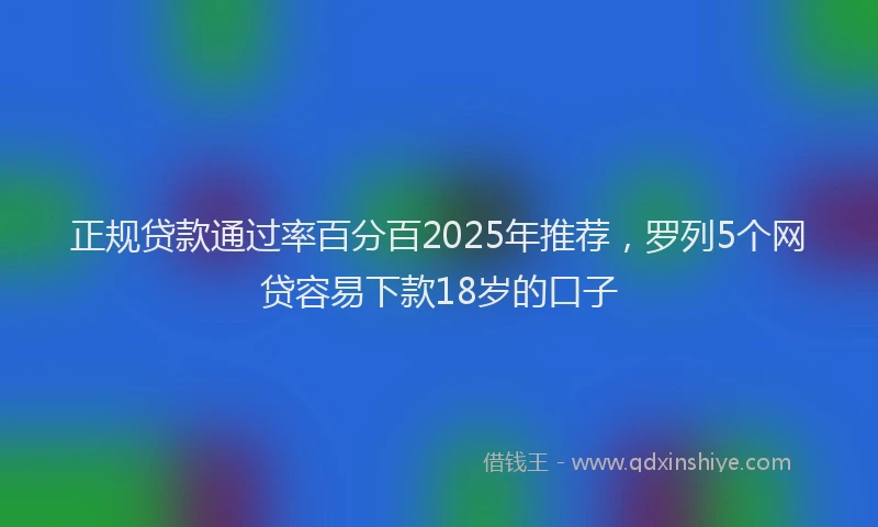 正规贷款通过率百分百2025年推荐，罗列5个网贷容易下款18岁的口子