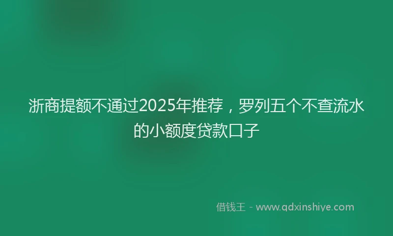 浙商提额不通过2025年推荐，罗列五个不查流水的小额度贷款口子