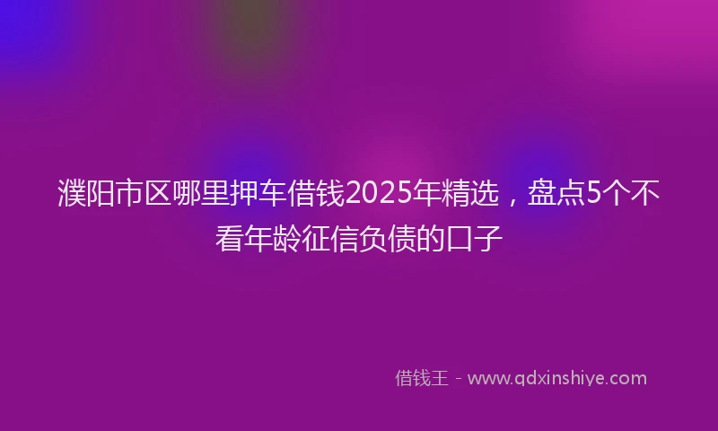 濮阳市区哪里押车借钱2025年精选，盘点5个不看年龄征信负债的口子