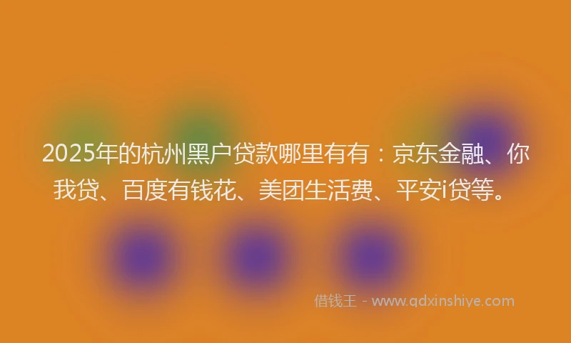 2025年的杭州黑户贷款哪里有有：京东金融、你我贷、百度有钱花、美团生活费、平安i贷等。