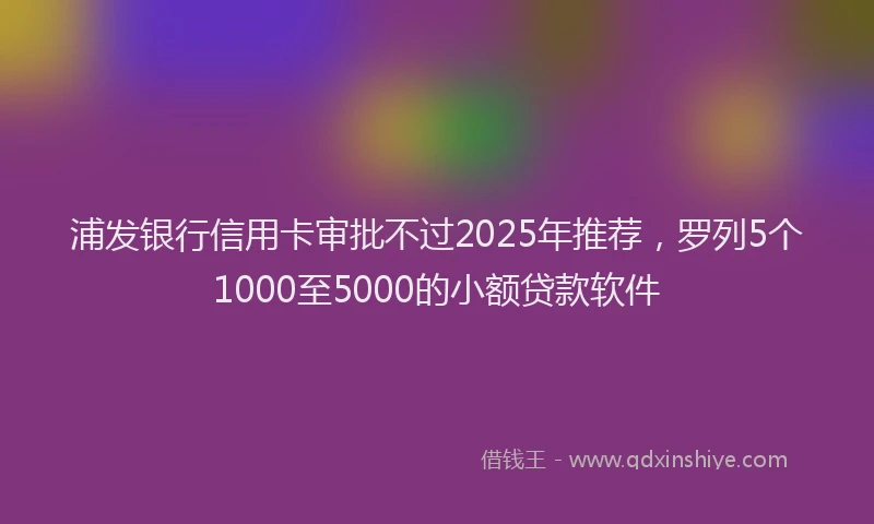 浦发银行信用卡审批不过2025年推荐，罗列5个1000至5000的小额贷款软件