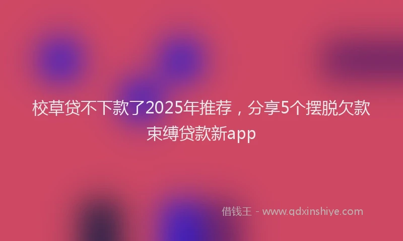 校草贷不下款了2025年推荐，分享5个摆脱欠款束缚贷款新app