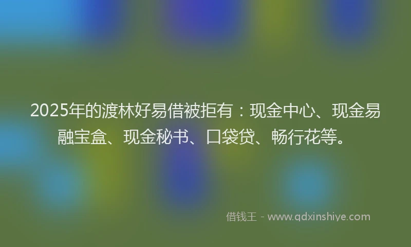 2025年的渡林好易借被拒有：现金中心、现金易融宝盒、现金秘书、口袋贷、畅行花等。