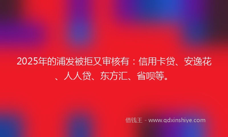 2025年的浦发被拒又审核有：信用卡贷、安逸花、人人贷、东方汇、省呗等。