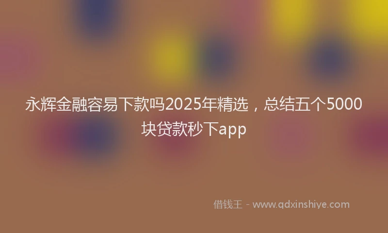 永辉金融容易下款吗2025年精选，总结五个5000块贷款秒下app