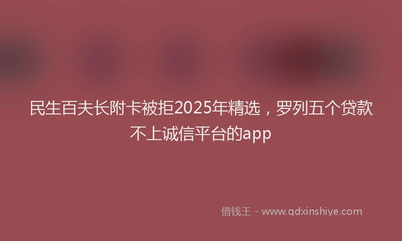 民生百夫长附卡被拒2025年精选，罗列五个贷款不上诚信平台的app