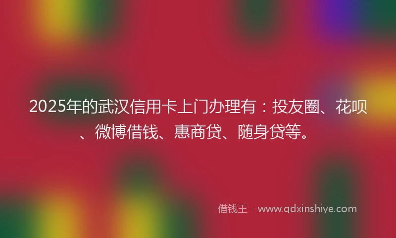 2025年的武汉信用卡上门办理有：投友圈、花呗、微博借钱、惠商贷、随身贷等。