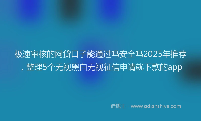 极速审核的网贷口子能通过吗安全吗2025年推荐，整理5个无视黑白无视征信申请就下款的app
