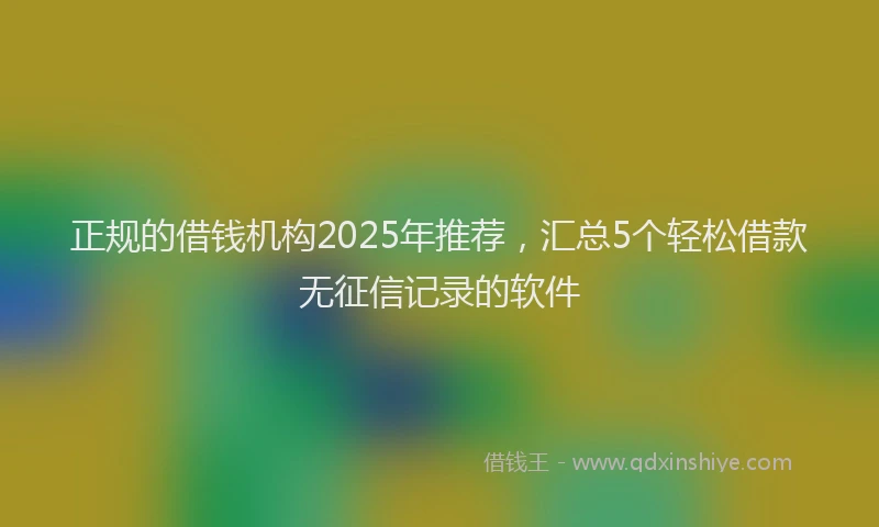 正规的借钱机构2025年推荐，汇总5个轻松借款无征信记录的软件