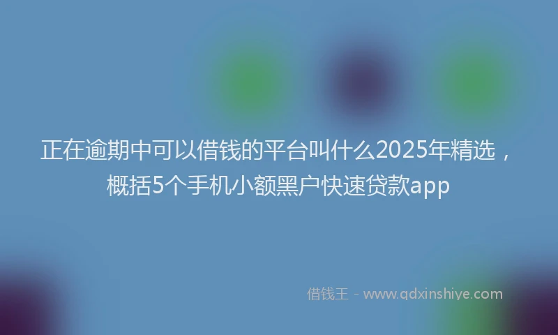 正在逾期中可以借钱的平台叫什么2025年精选，概括5个手机小额黑户快速贷款app