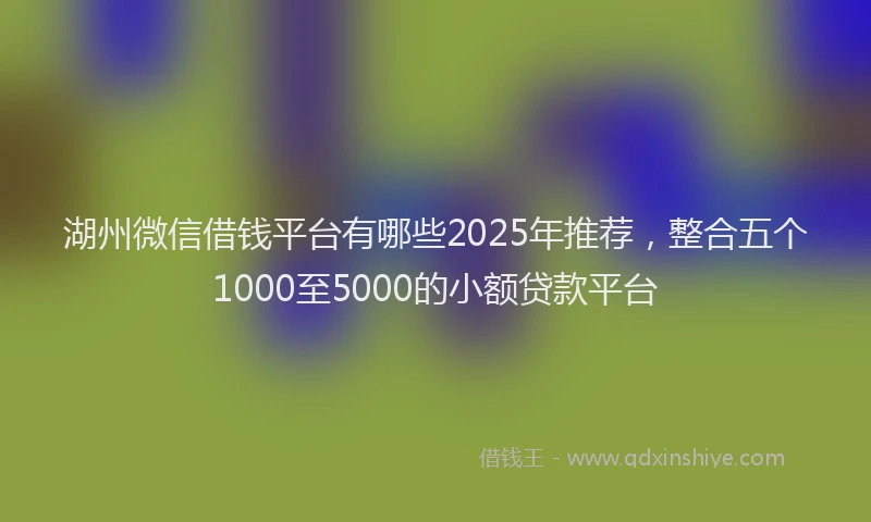 湖州微信借钱平台有哪些2025年推荐，整合五个1000至5000的小额贷款平台