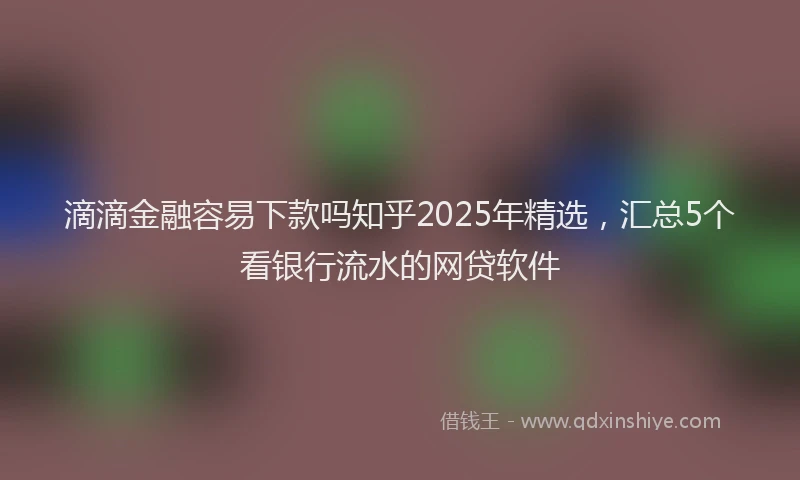 滴滴金融容易下款吗知乎2025年精选，汇总5个看银行流水的网贷软件