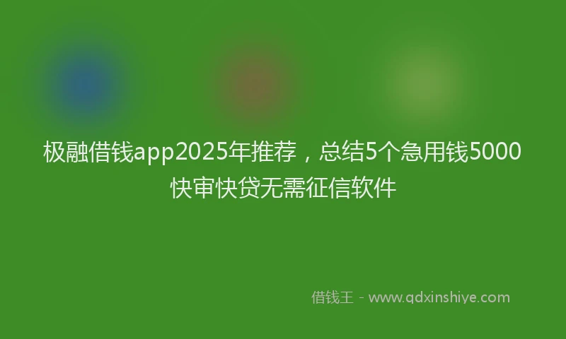 极融借钱app2025年推荐，总结5个急用钱5000快审快贷无需征信软件