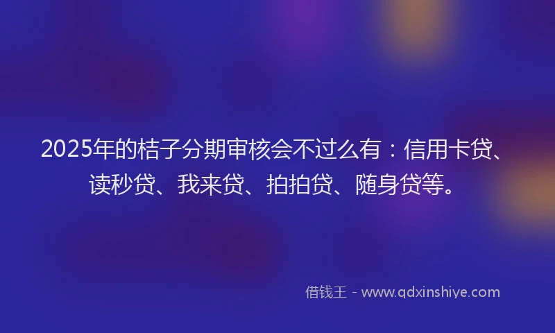 2025年的桔子分期审核会不过么有：信用卡贷、读秒贷、我来贷、拍拍贷、随身贷等。