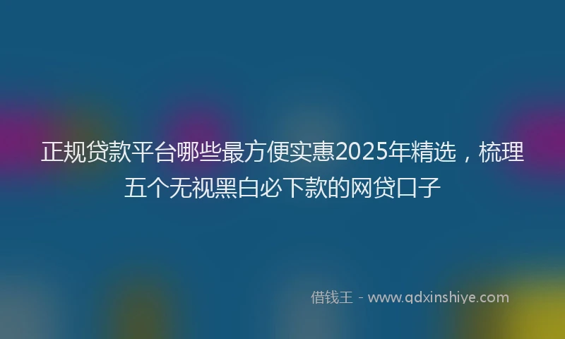正规贷款平台哪些最方便实惠2025年精选，梳理五个无视黑白必下款的网贷口子
