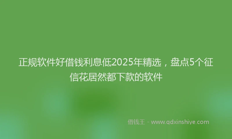 正规软件好借钱利息低2025年精选，盘点5个征信花居然都下款的软件
