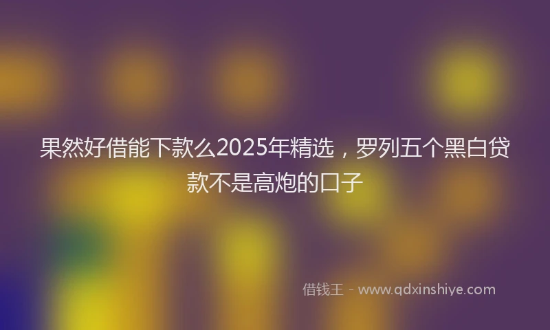 果然好借能下款么2025年精选，罗列五个黑白贷款不是高炮的口子