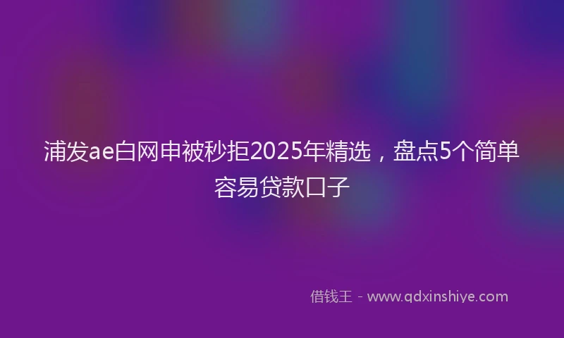 浦发ae白网申被秒拒2025年精选，盘点5个简单容易贷款口子