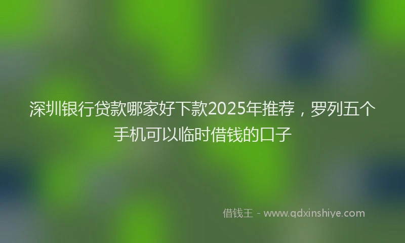 深圳银行贷款哪家好下款2025年推荐，罗列五个手机可以临时借钱的口子