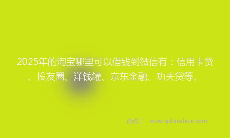 2025年的淘宝哪里可以借钱到微信有：信用卡贷、投友圈、洋钱罐、京东金融、功夫贷等。